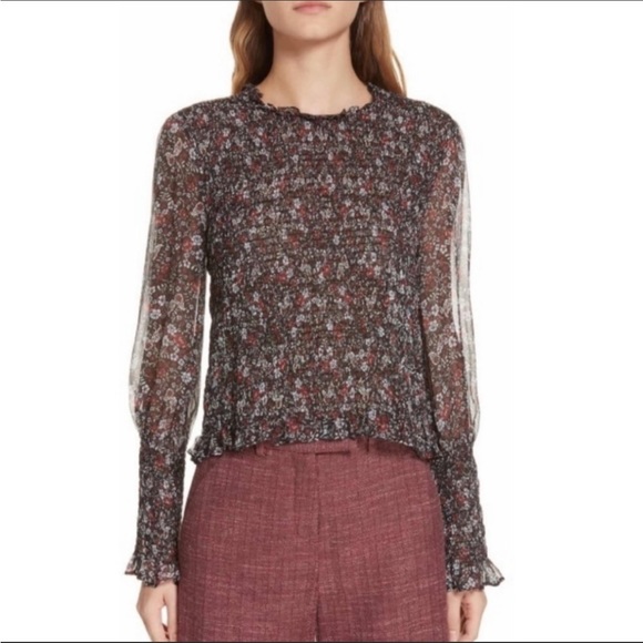 Veronica Beard Tops - VERONICA BEARD Faire Smocked Floral Silk Top
